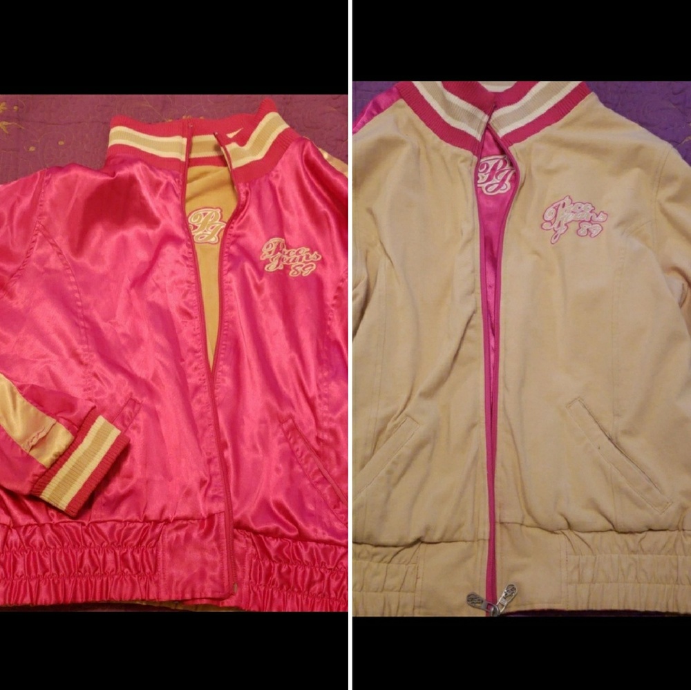 Reversible vintage jacket pink and beige.